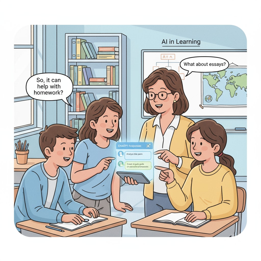 ChatGPT in a classroom setting, highlighting its limitations as an educational tool