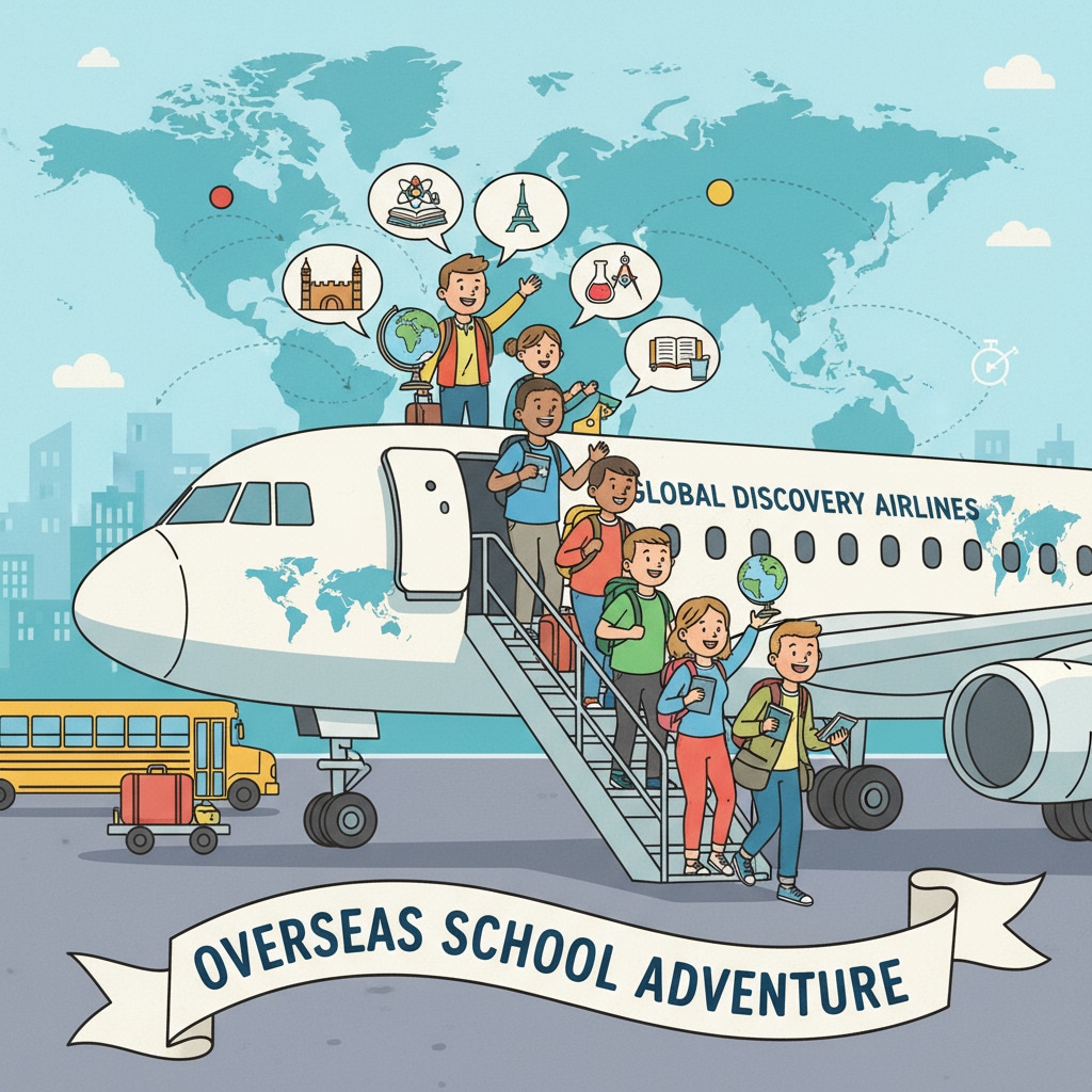 Students boarding a plane for an overseas school trip organized by travel companies