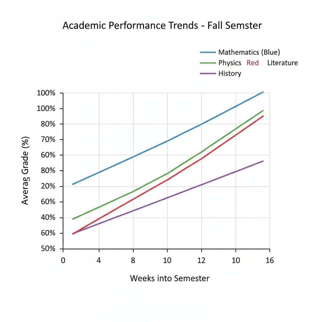Graph showing student performance trends for data analysis learning in K12 education