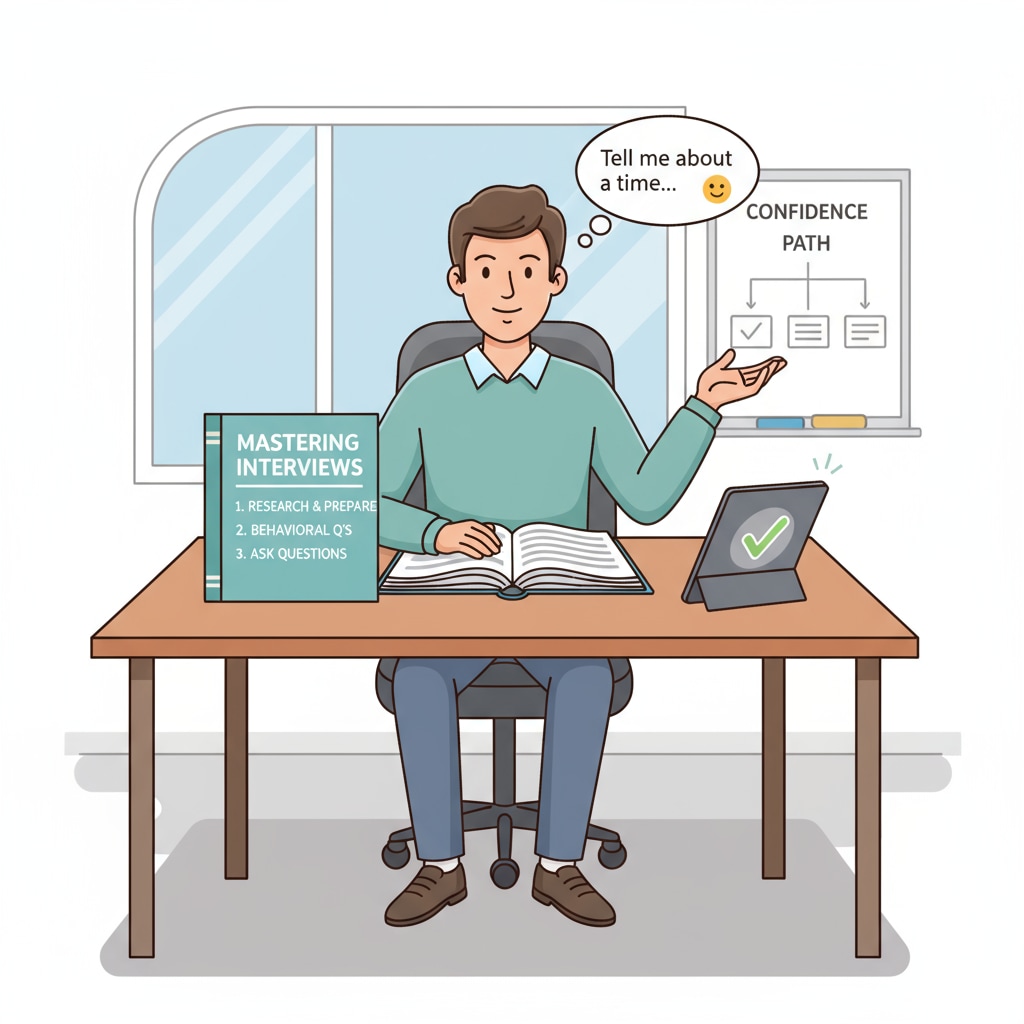 A confident person practicing interview communication skills for K12 education job interviews.