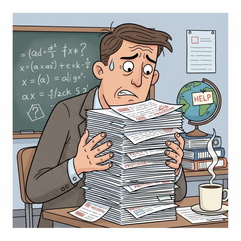 A frustrated teacher dealing with micro - management guidelines