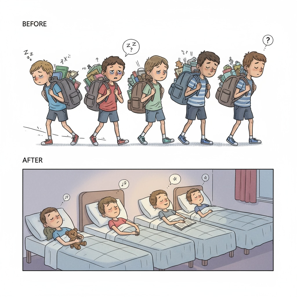 K12 students' transformation from stressed due to lack of sleep to relaxed after getting good sleep