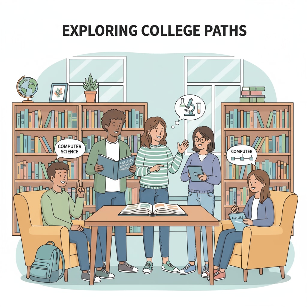 High school students discussing college major choices related to their math and physics skills and future employment prospects