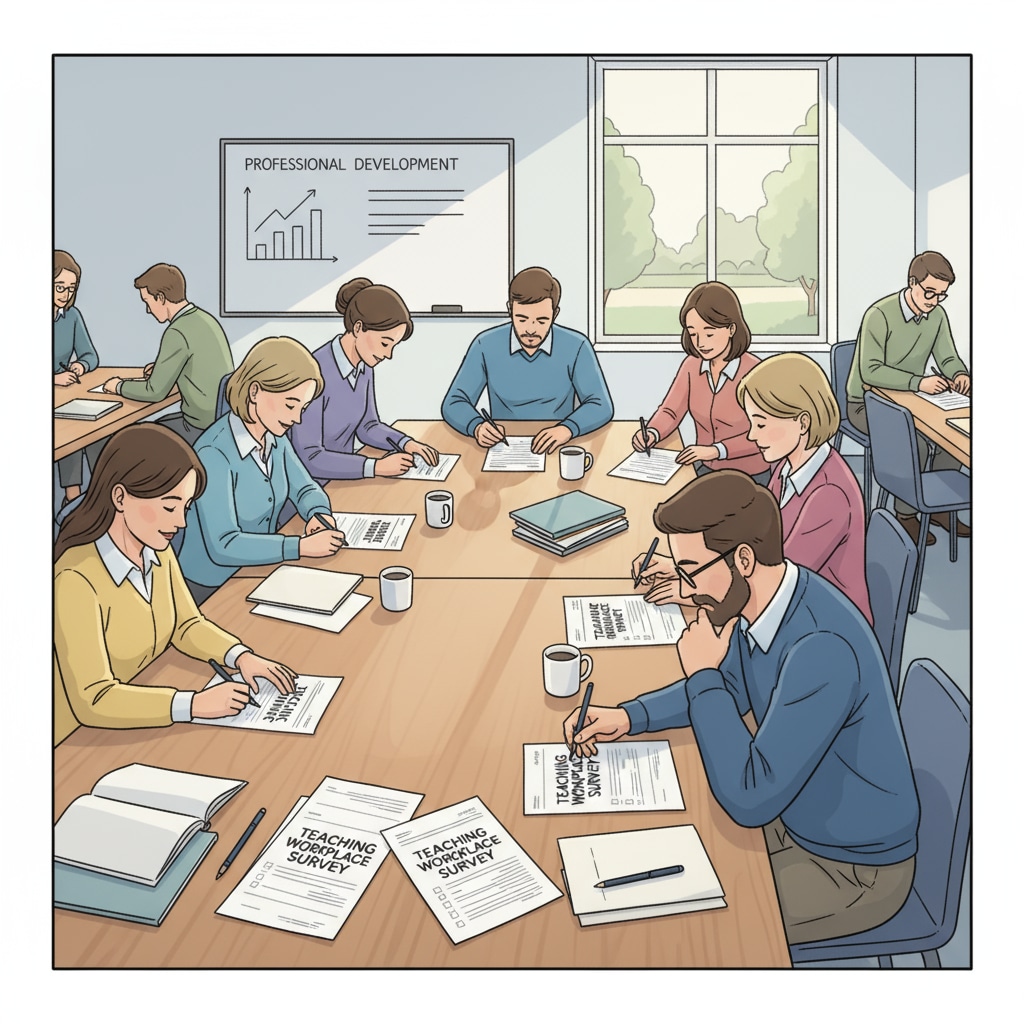 Public school teachers participating in a questionnaire about teaching working conditions