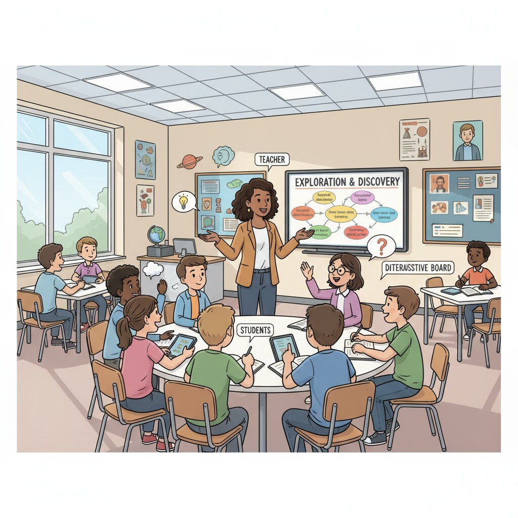 A classroom scene depicting the influence of a teacher on students, highlighting the connection between teachers, podcasts, and influence