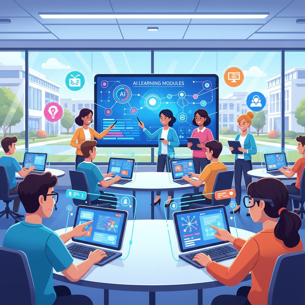 Students using AI tools in a university classroom related to artificial intelligence, higher education, and the future of universities