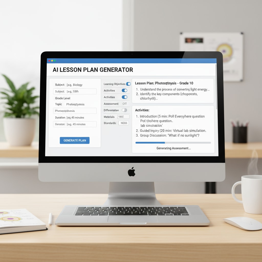 An AI interface generating a lesson plan
