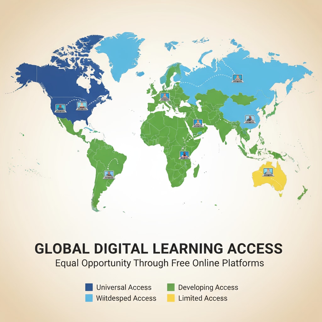 Map showing equal access to education via free online platforms