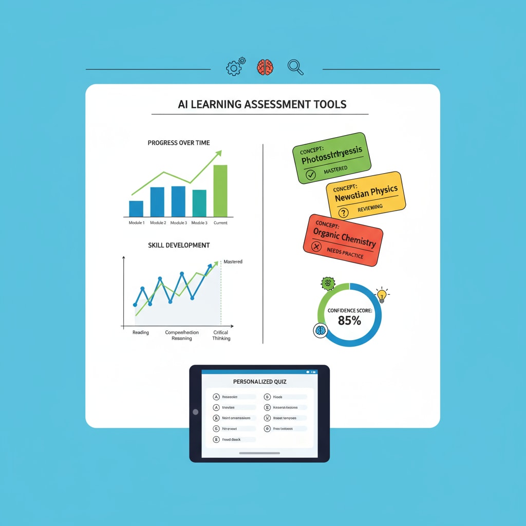 Visual representation of various AI learning tools' assessment features for educational technology and learning assistance in K12 education