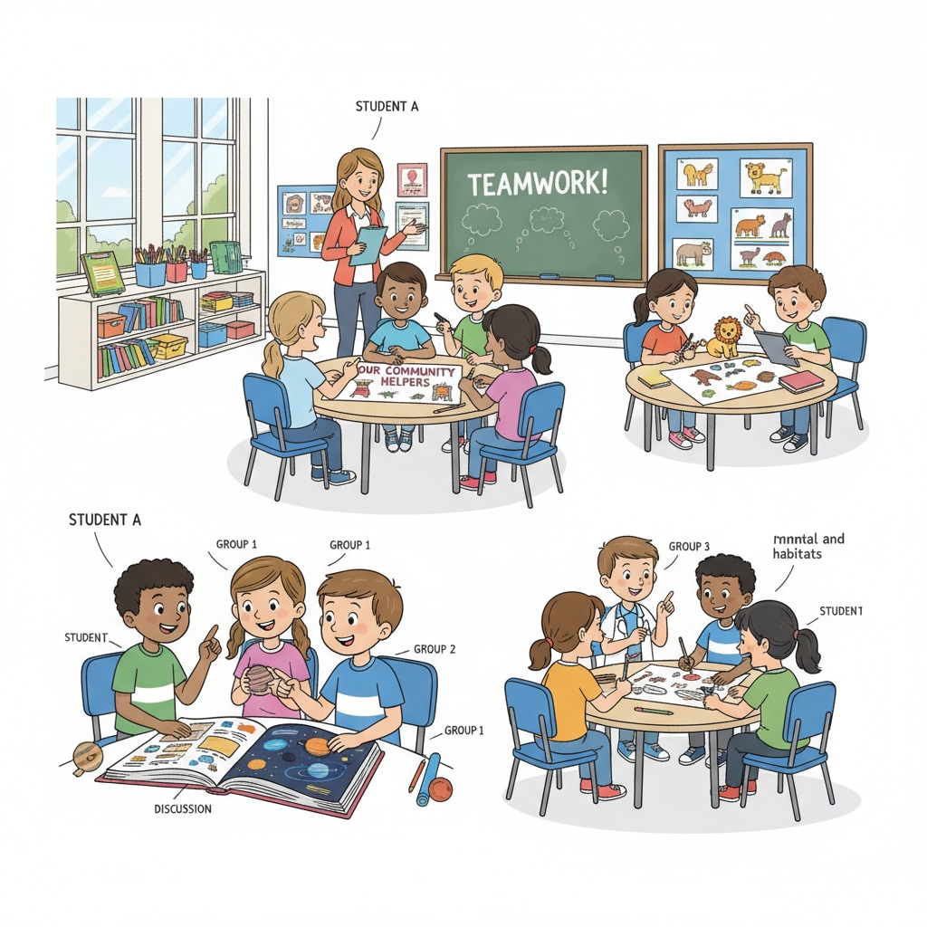 Group learning in a K12 classroom, enhancing learning effectiveness.