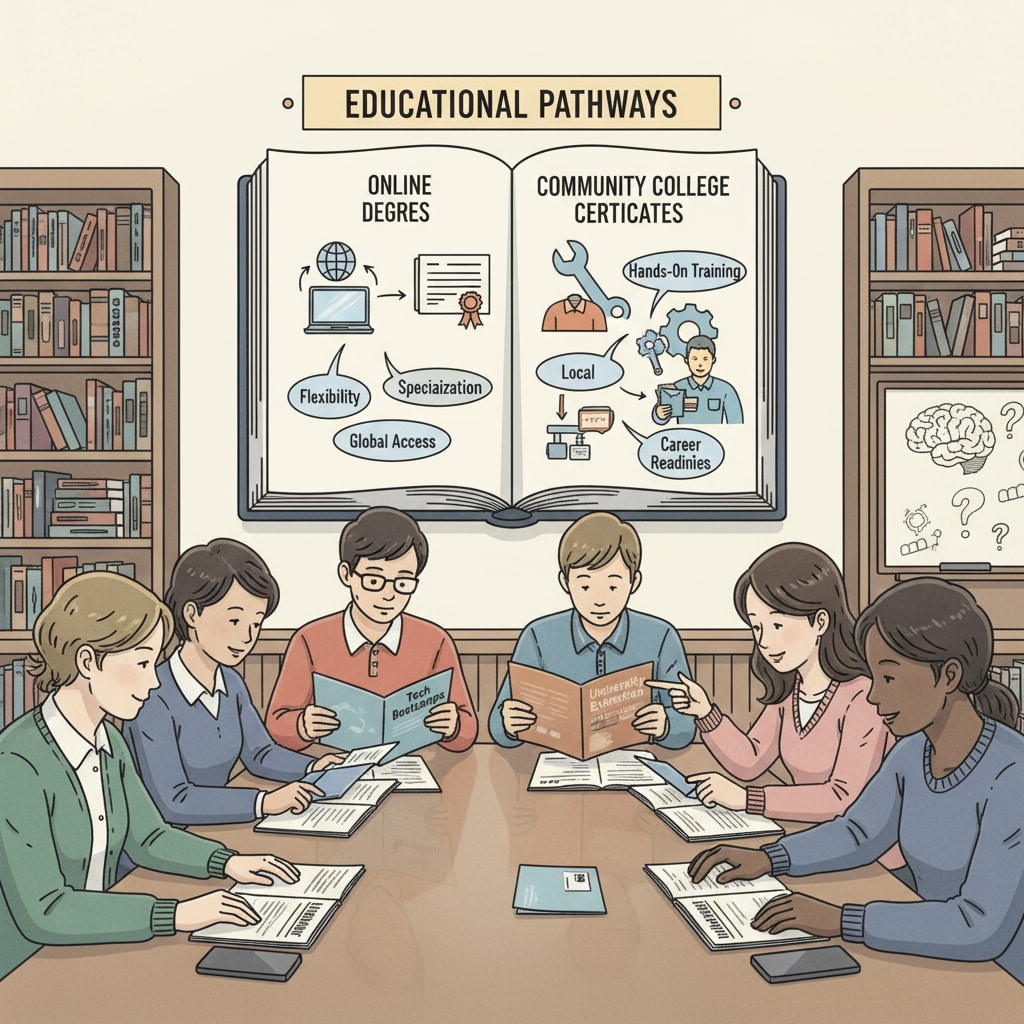 Students comparing educational options related to tuition fees, data analysis, and educational choices