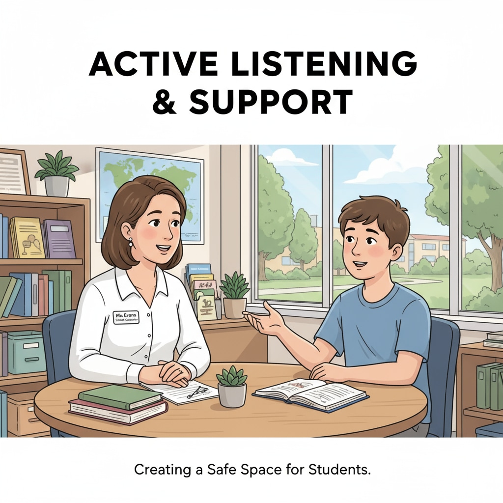 School counselor providing emotional support in the education system