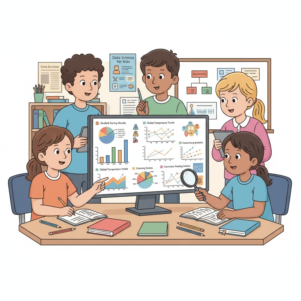 K12 students exploring data analysis graphs on a computer as part of free learning resources