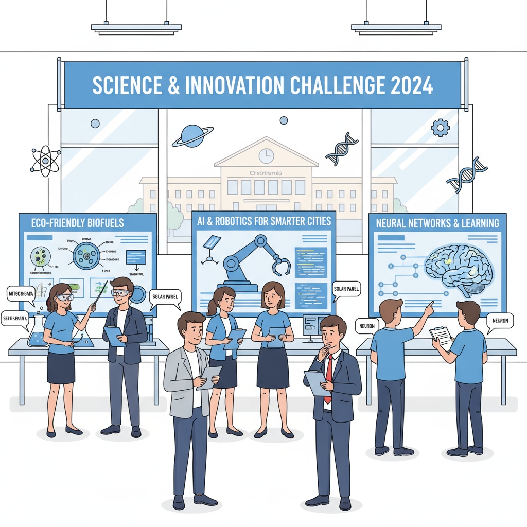 High school students engaged in a STEM-related science competition for college application enhancement