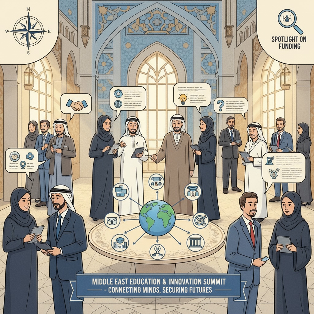 People networking at a Middle East education event relevant to education summits, funding networks, and cultural etiquette