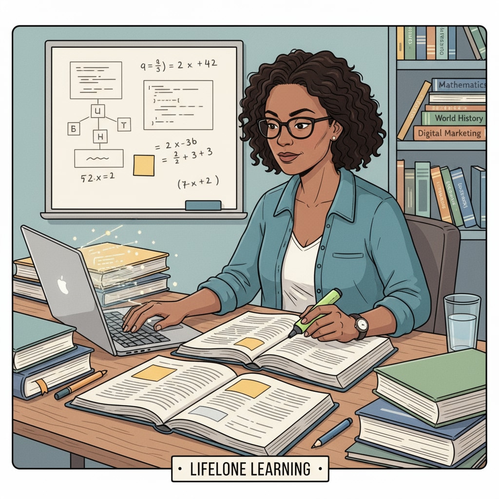 Adult learner studying for GED or adult high school diploma to enter college