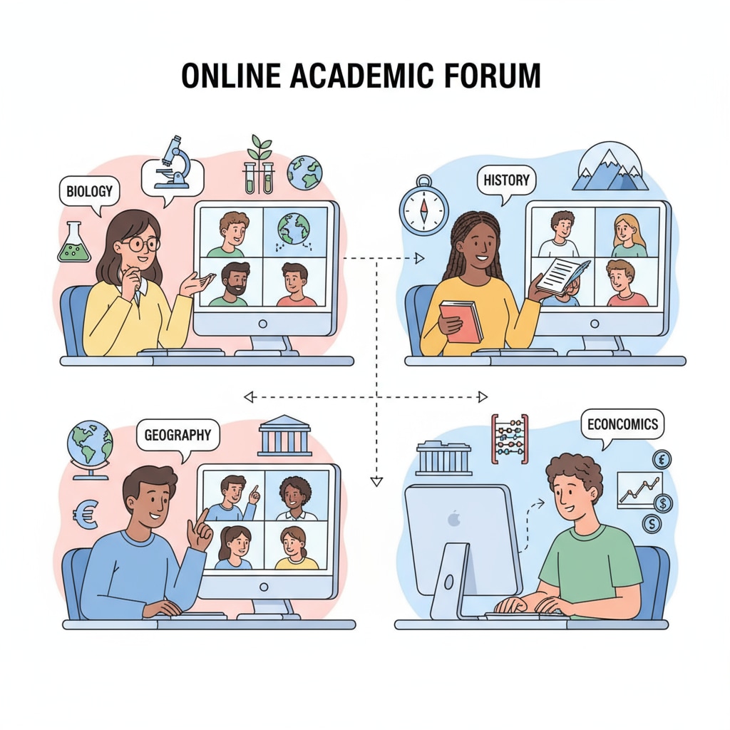 Students engaged in an online discussion about political science, philosophy, religion, Islamic thought, and environmental ethics