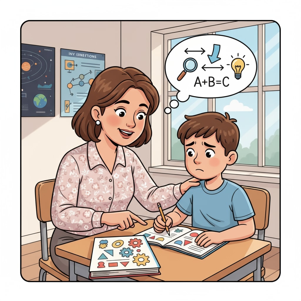A teacher helping a struggling student in an educational setting influenced by PBS series