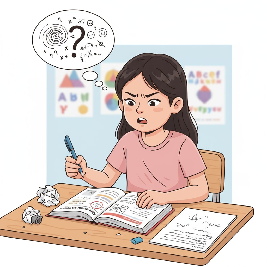 A frustrated student facing cognitive difficulties affecting thinking abilities and related to sleep quality