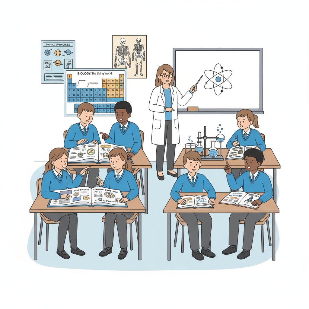 A classroom scene in a UK K12 school relevant to pharmacy education