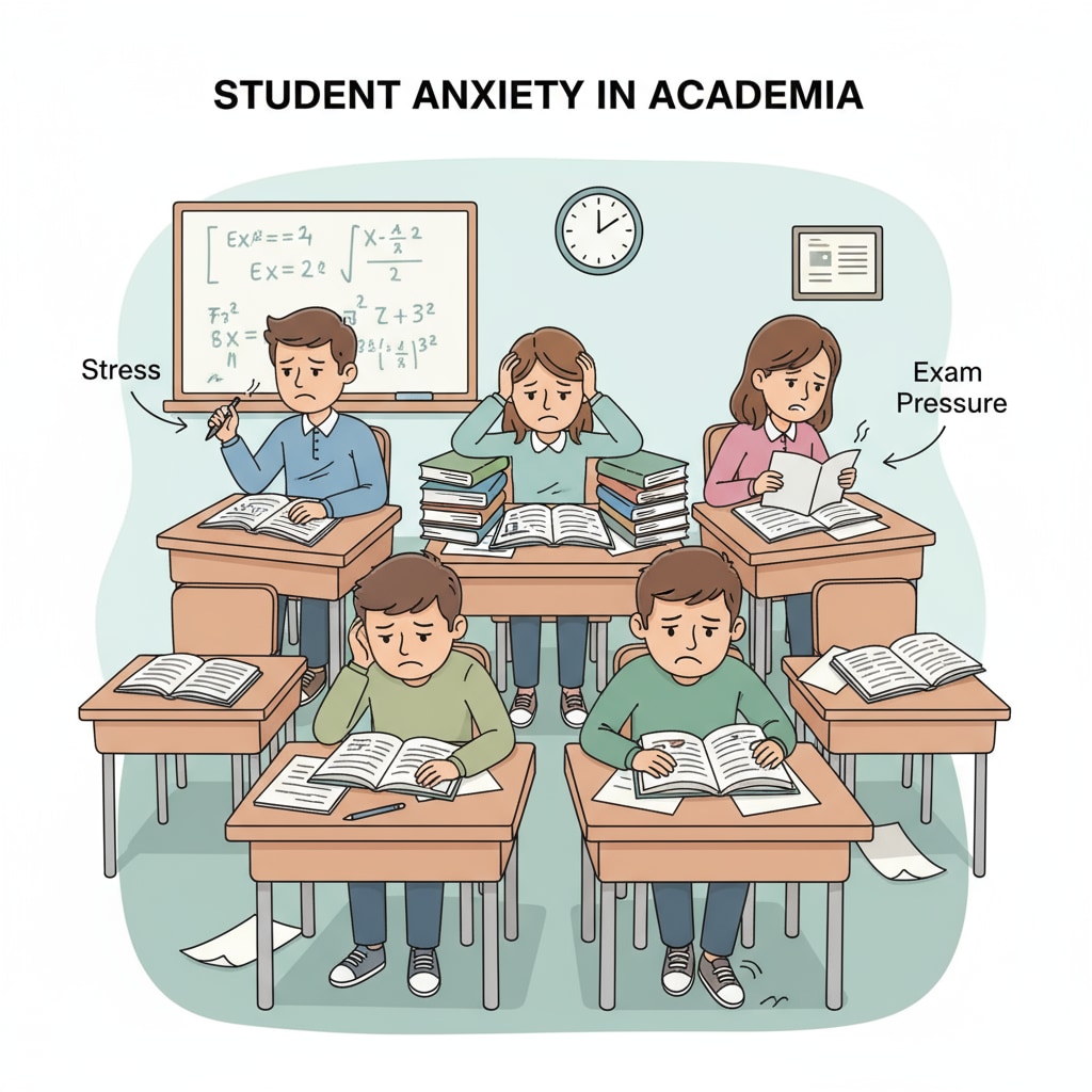 Students experiencing learning anxiety and self-doubt while studying