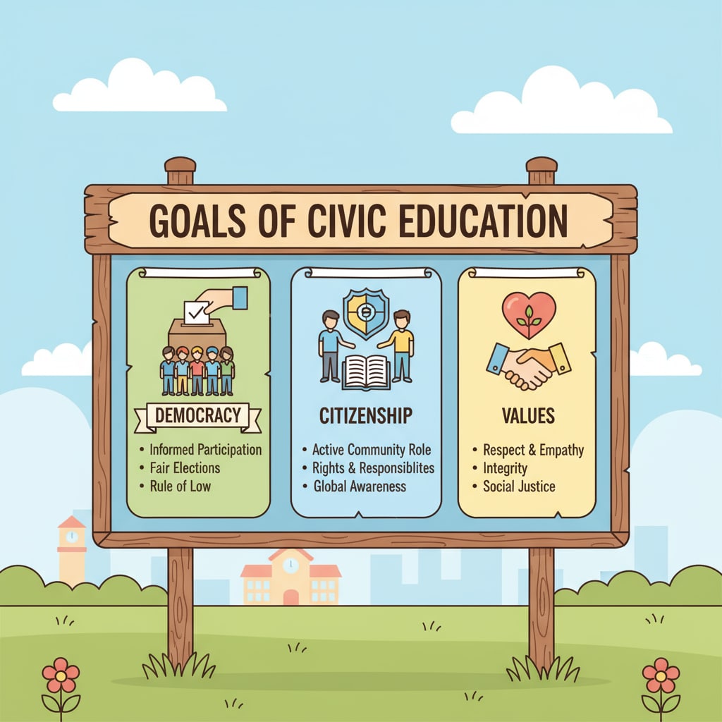 Concerns about the US Department of Education's Civic Education Coalition - Signboard with civic education goals