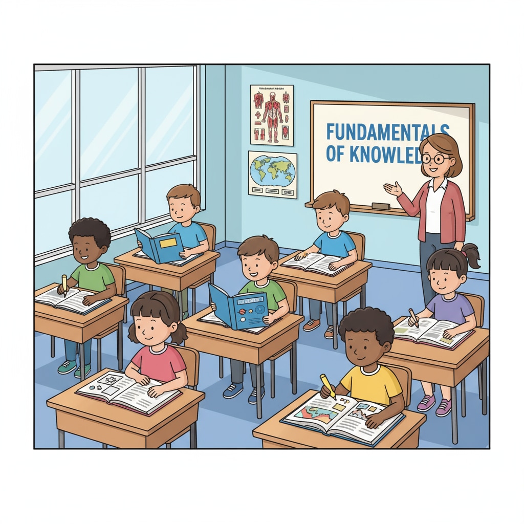 Students studying basic knowledge in a classroom as part of educational standards and school curriculum.
