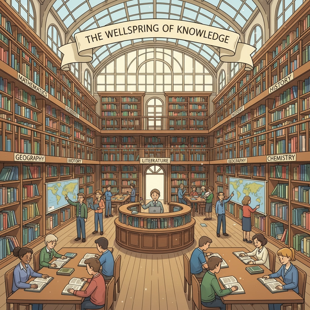 A library as a source of basic knowledge within the context of educational standards and school curriculum.