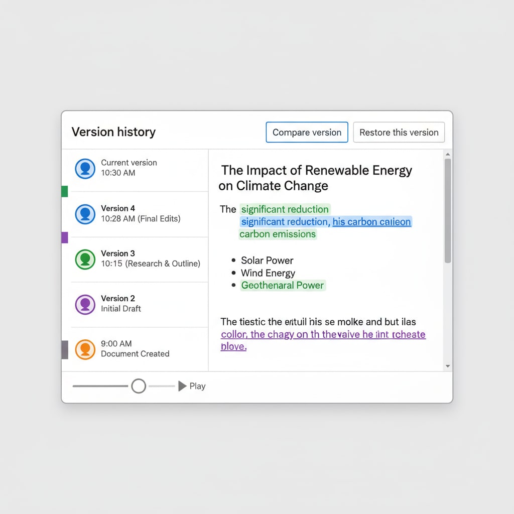 Google Docs replay interface revealing student writing process for teaching support and detecting cheating