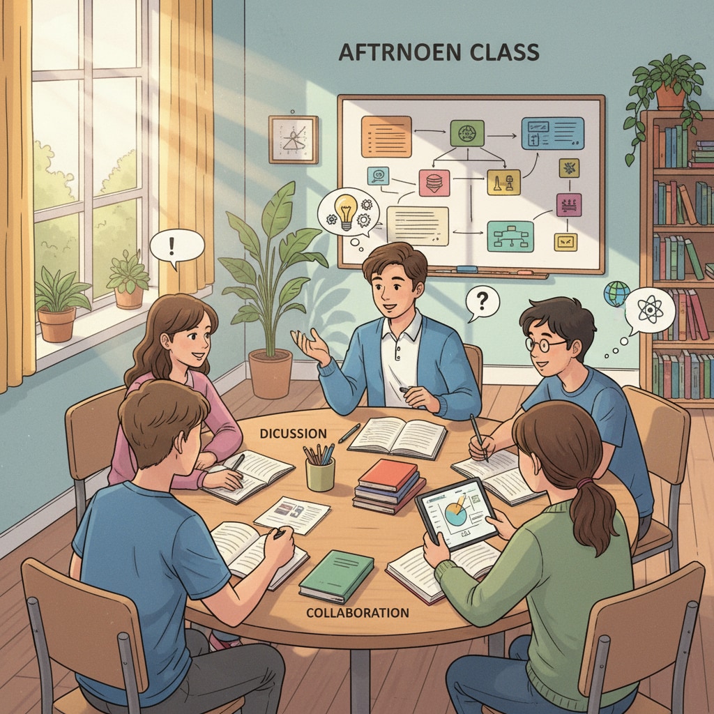 Students in an afternoon class, relevant to university schedules, class time slots, and daily routine choices