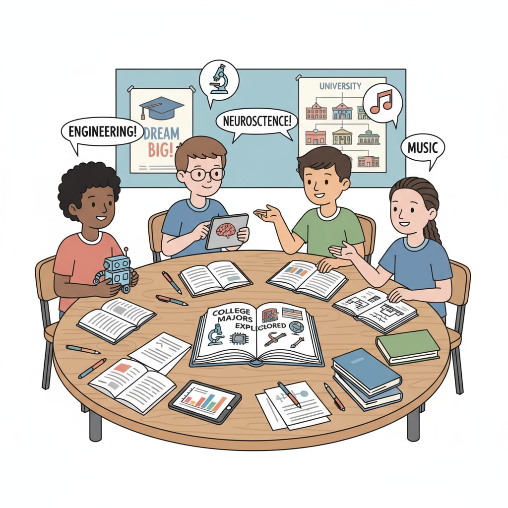 K12 students discussing college majors related to math, physics, software engineering, and employment prospects