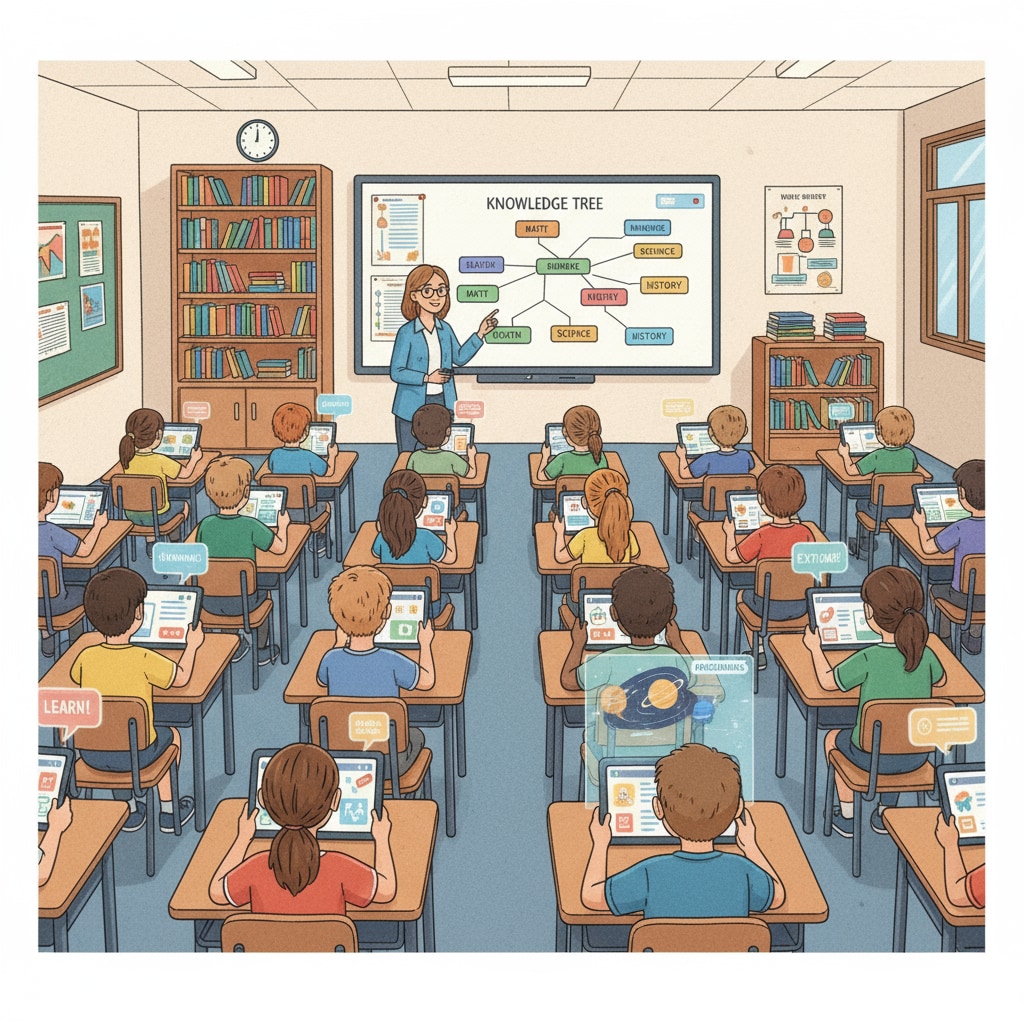Students using AI education tools in a classroom for enhanced learning