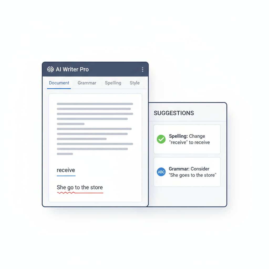 AI writing assistance tool interface for improving writing skills