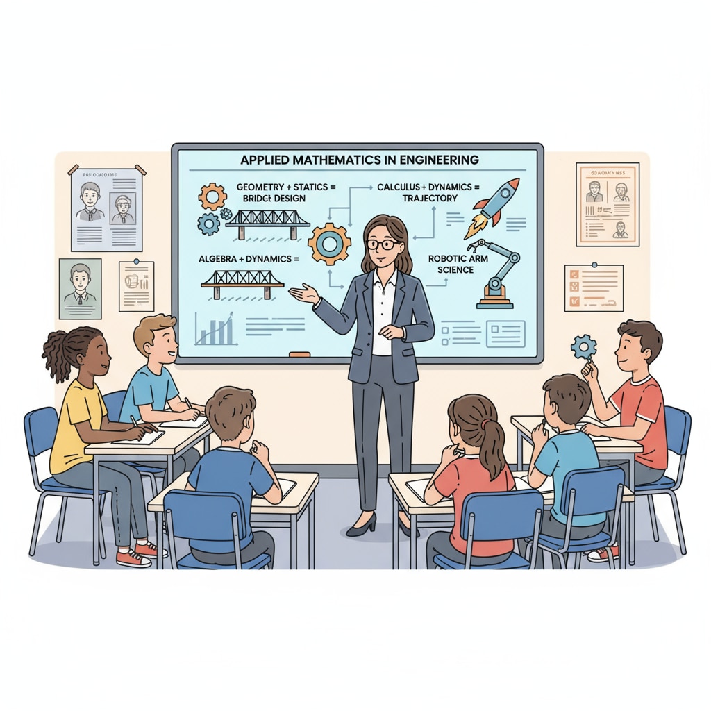 Students learning math from a teacher with engineering background
