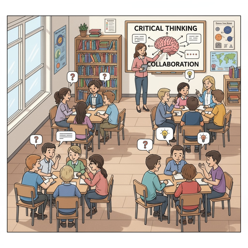 A classroom scene in Western education highlighting the emphasis on critical thinking and interaction related to cultural thinking