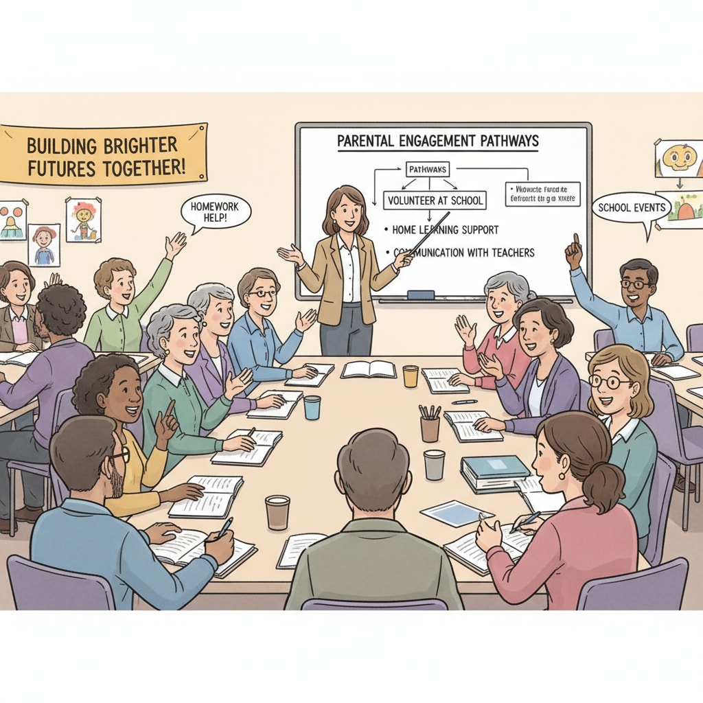 A group of low-income family parents are attentively listening and participating in an education seminar, showing their eagerness to learn about how to be more involved in their children's education. Low-income family parents attending an education seminar for parental involvement in family education