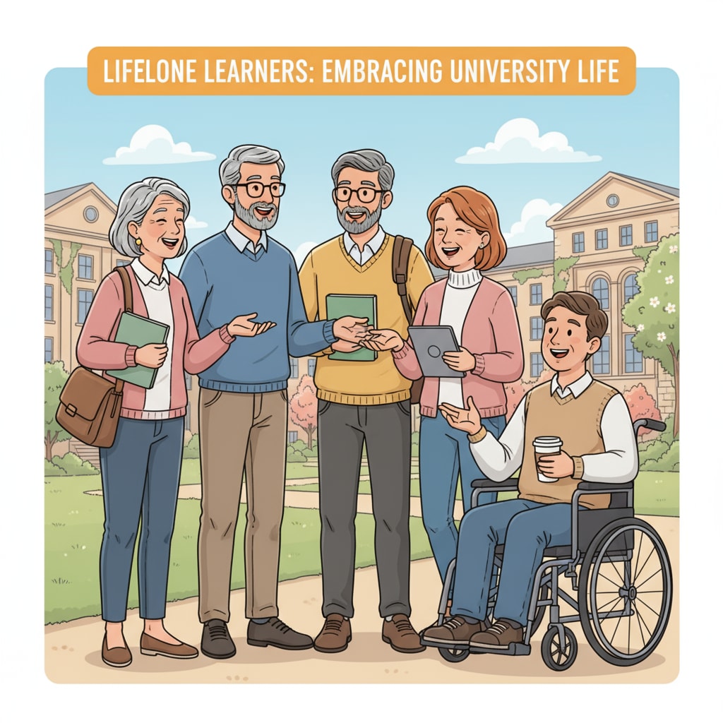 Non - traditional age students on campus dealing with age anxiety and time management