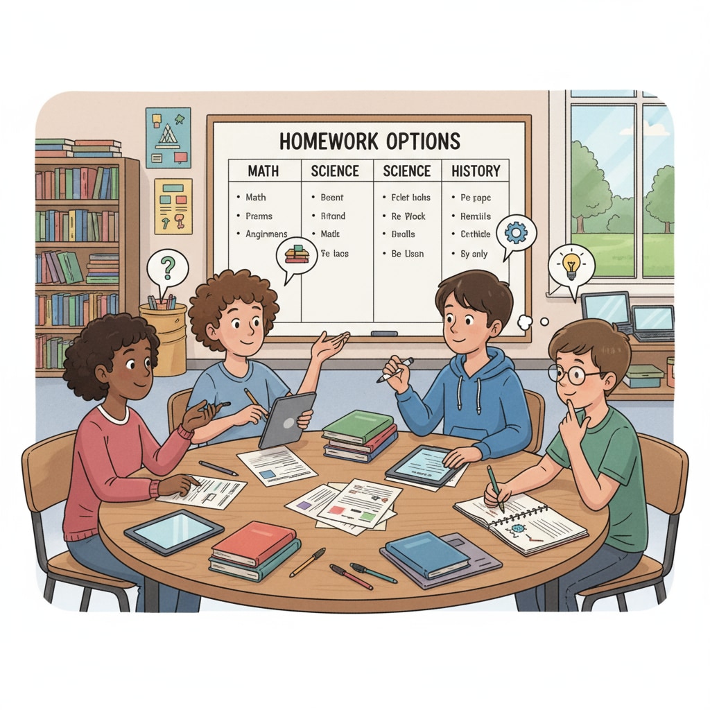 Students exercising their autonomy in choosing homework, related to self-motivation and personal responsibility