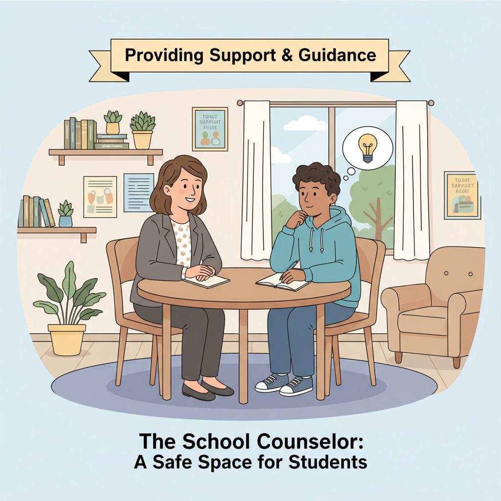 School counselor providing individual support to a student within the education system.