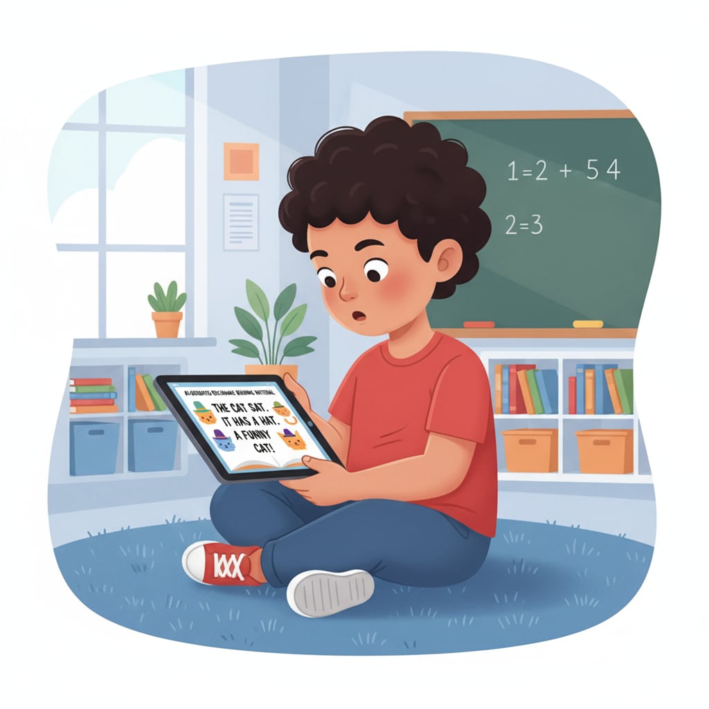 A student using AI-generated decodable reading material for language learning
