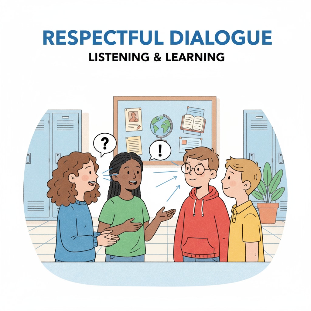 K12 students demonstrating communication skills, dialogue, and active listening during a conversation