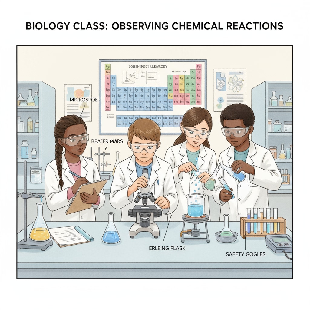 High school students conducting a STEM-related science experiment as part of their extracurricular activities.