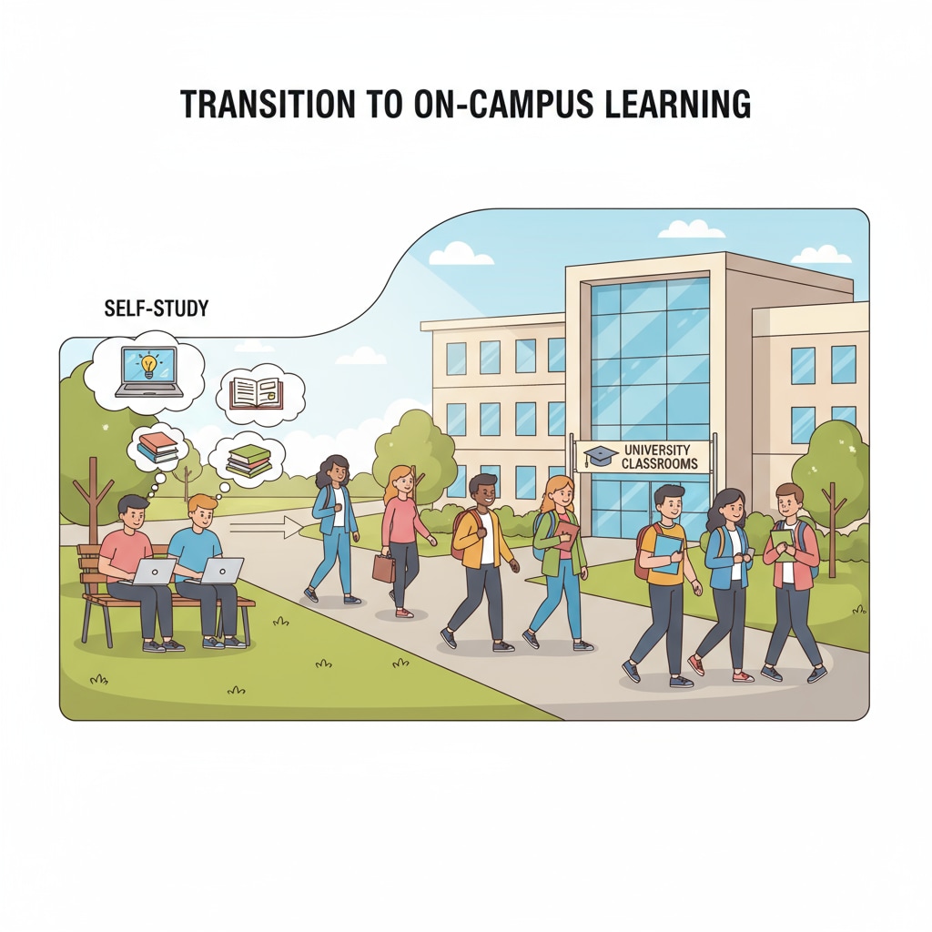 High school self-students approaching university on-campus classes