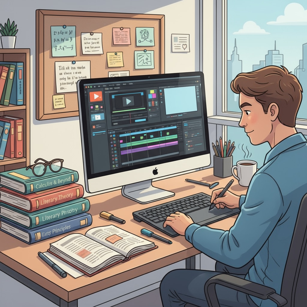 A student transitioning from academic studies to content creation