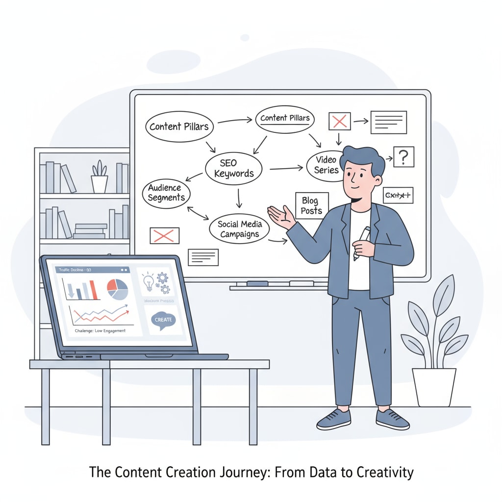 A person engaged in the process of content creation, facing challenges