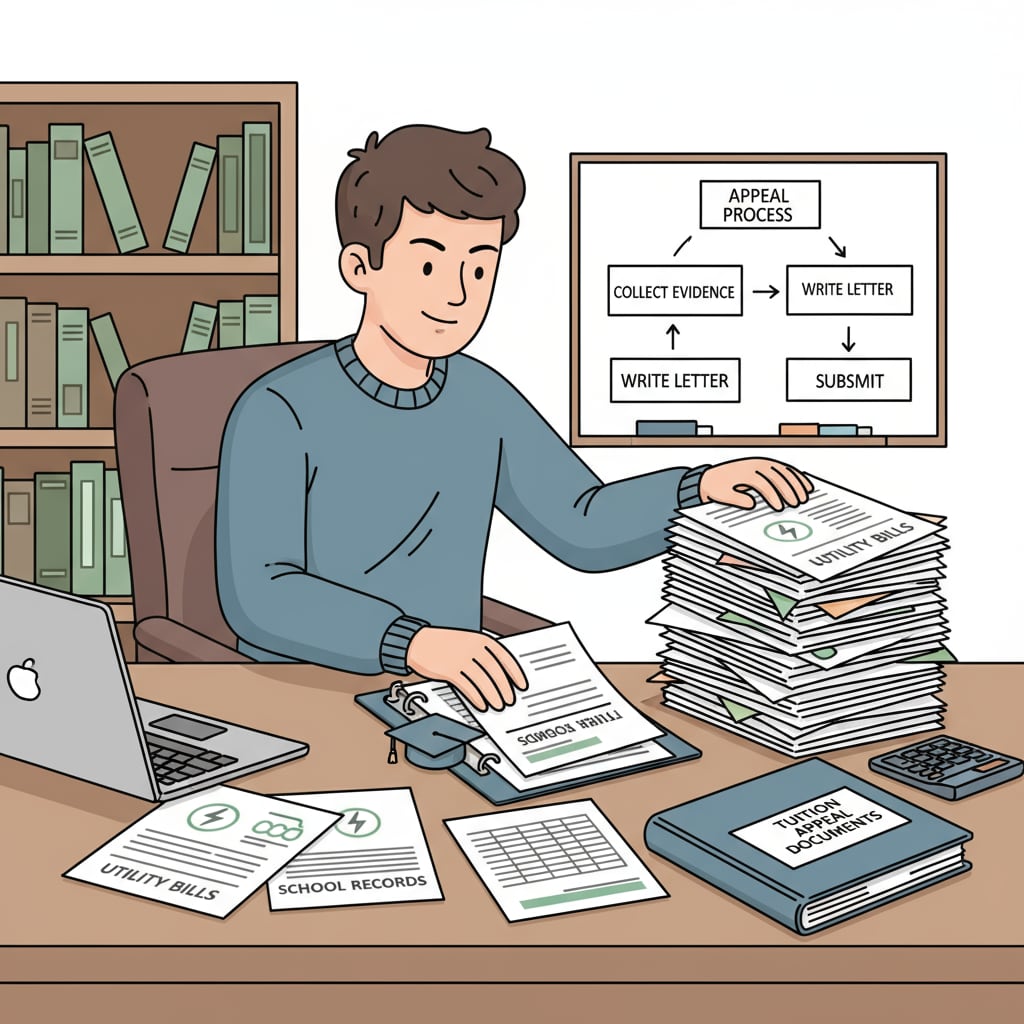 Student collecting documents for California Community College tuition appeal