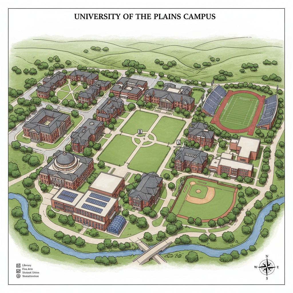 Aerial view of a school campus related to Oklahoma and Arkansas education evaluation