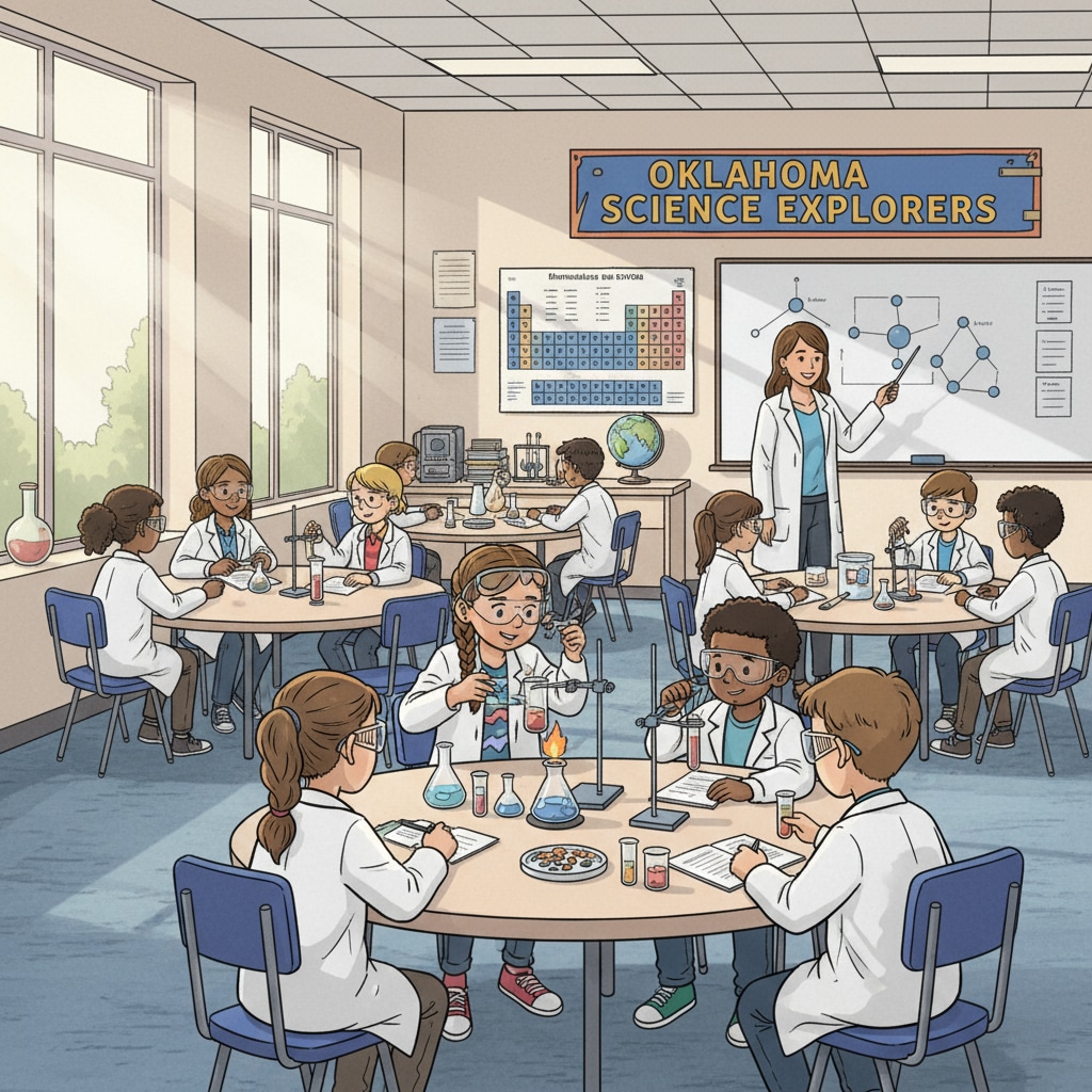 Students in a science class relevant to Oklahoma and Arkansas education evaluation