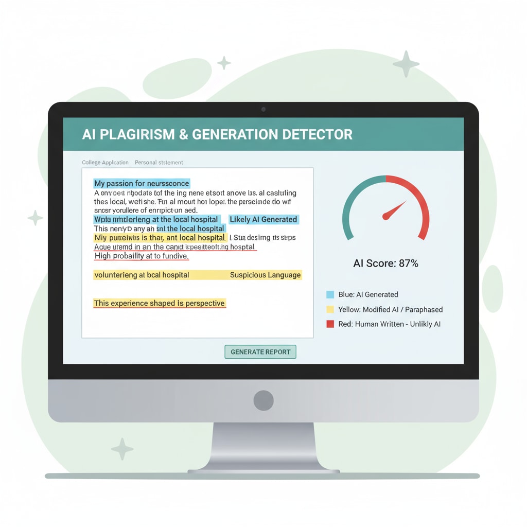 AI detection tool analyzing a college application personal statement