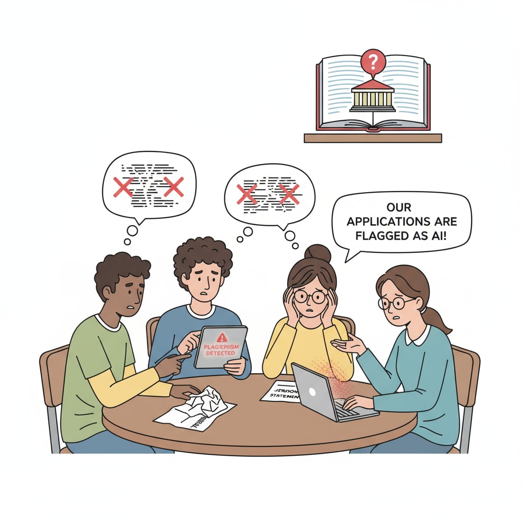 Students discussing their college application personal statements flagged as AI-generated